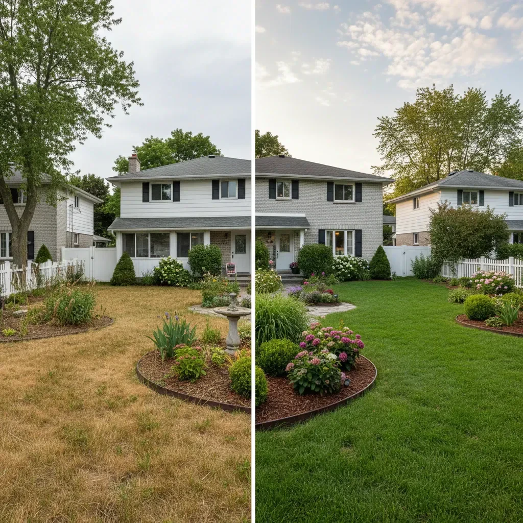 Elite Landscaping Fredericton Landscaping transformation - before and after in Fredericton